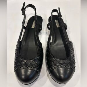 Bottega Veneta Intrecciato Slingback Ballerina Flats Black EU 38.5 Leather